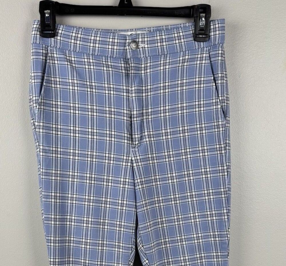 HOLLISTER Blue White Plaid Ultra High-Rise Pants Size Medium stretch Pockets